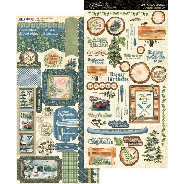 Graphic 45 Adventure Awaits Cardstock Sticker Set